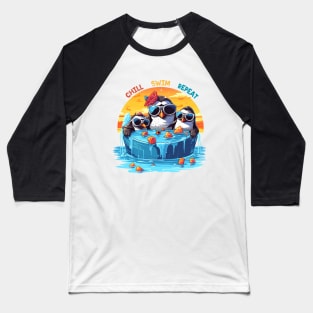 Penguins Pool Party Baseball T-Shirt